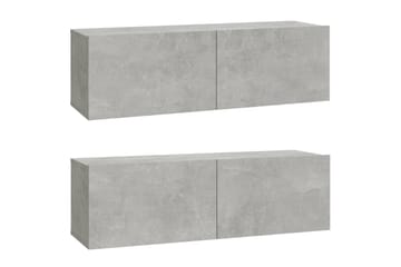 beBasic Vegghengte TV-benker 2 stk betonggrå 100x30x30cm konstruert tre - GrÃ¥ - Møbler - Mediamøbel & tv møbel - TV-benk & mediabenk