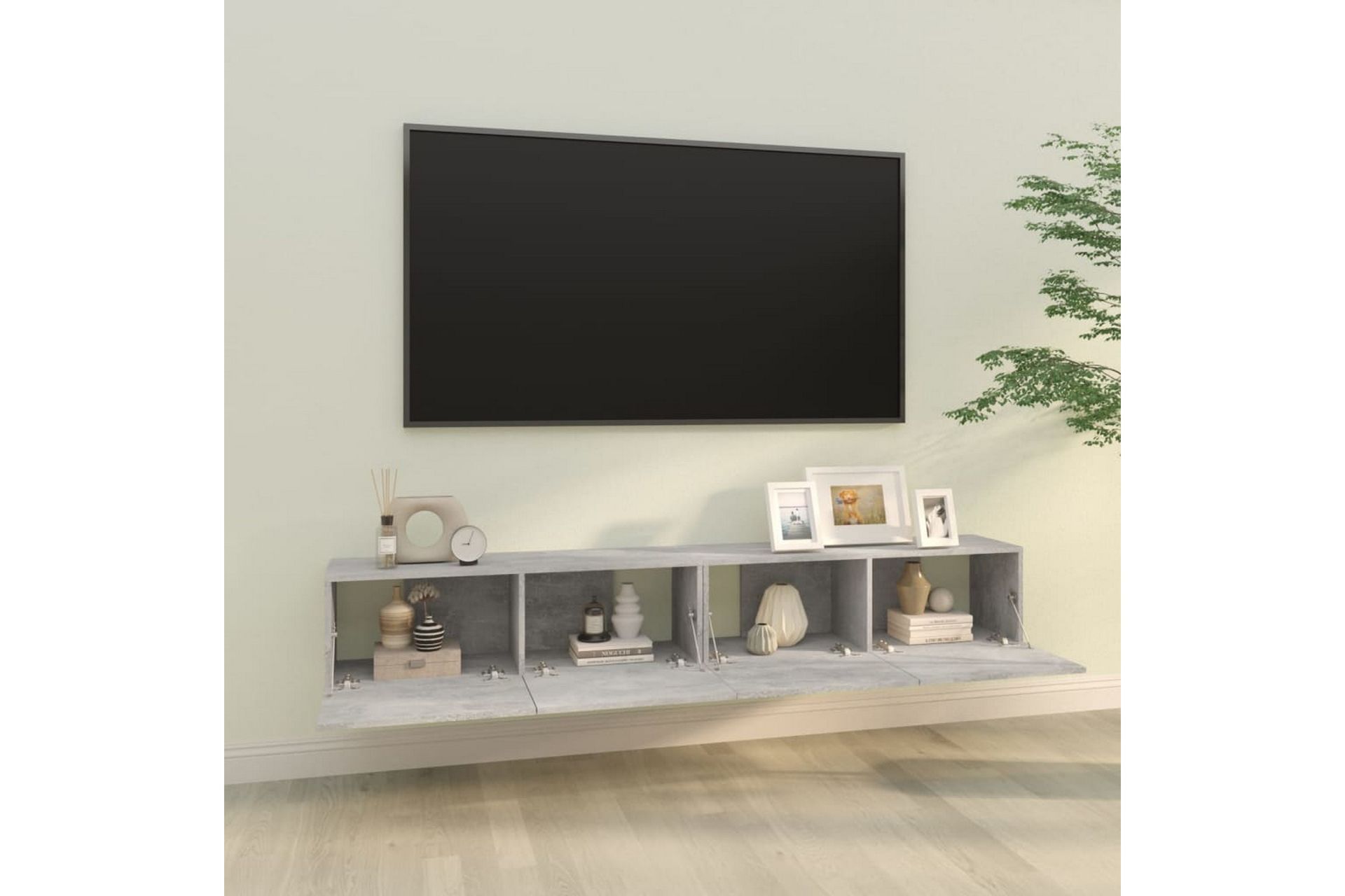 beBasic Vegghengte TV-benker 2 stk betonggrå 100x30x30cm konstruert tre - GrÃ¥ - Møbler - Mediamøbel & tv møbel - TV-benk & mediabenk