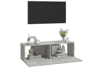 beBasic Vegghengte TV-benker 2 stk betonggrå 100x30x30cm konstruert tre - GrÃ¥ - Møbler - Mediamøbel & tv møbel - TV-benk & mediabenk