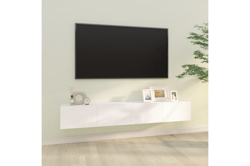 beBasic Vegghengte TV-benker 2 stk hvit 100x30x30 cm konstruert tre - Hvit - Møbler - Mediamøbel & tv møbel - TV-benk & mediabenk