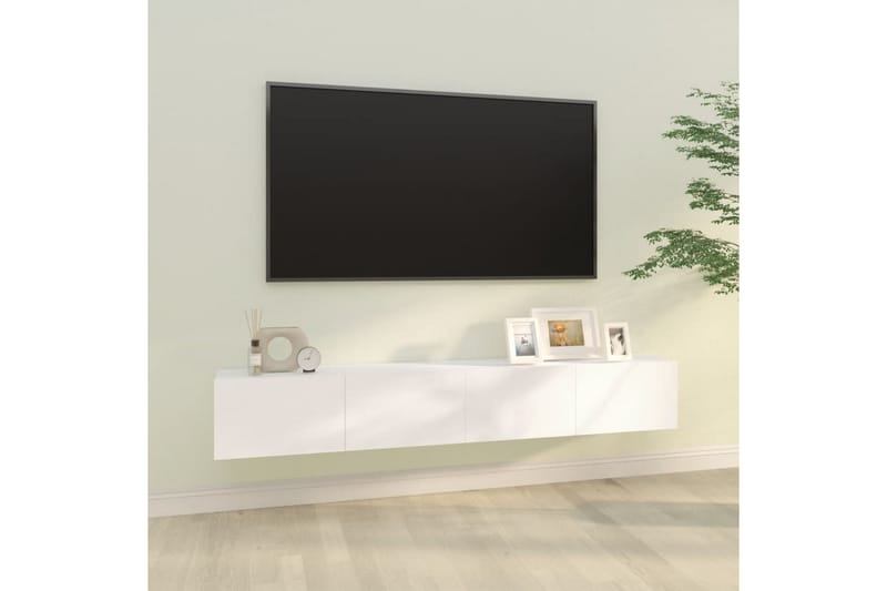 beBasic Vegghengte TV-benker 2 stk hvit 100x30x30 cm konstruert tre - Hvit - TV-benk & mediabenk