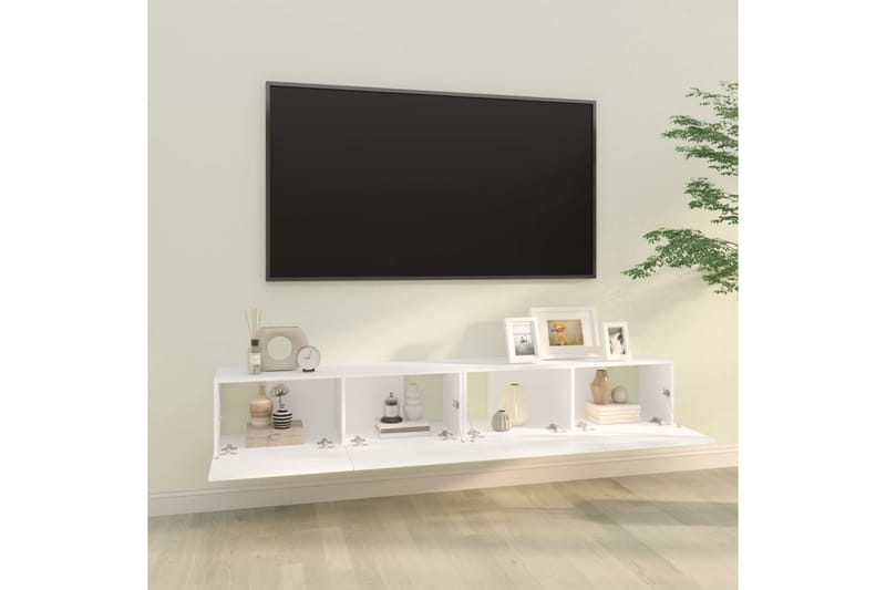 beBasic Vegghengte TV-benker 2 stk hvit 100x30x30 cm konstruert tre - Hvit - TV-benk & mediabenk