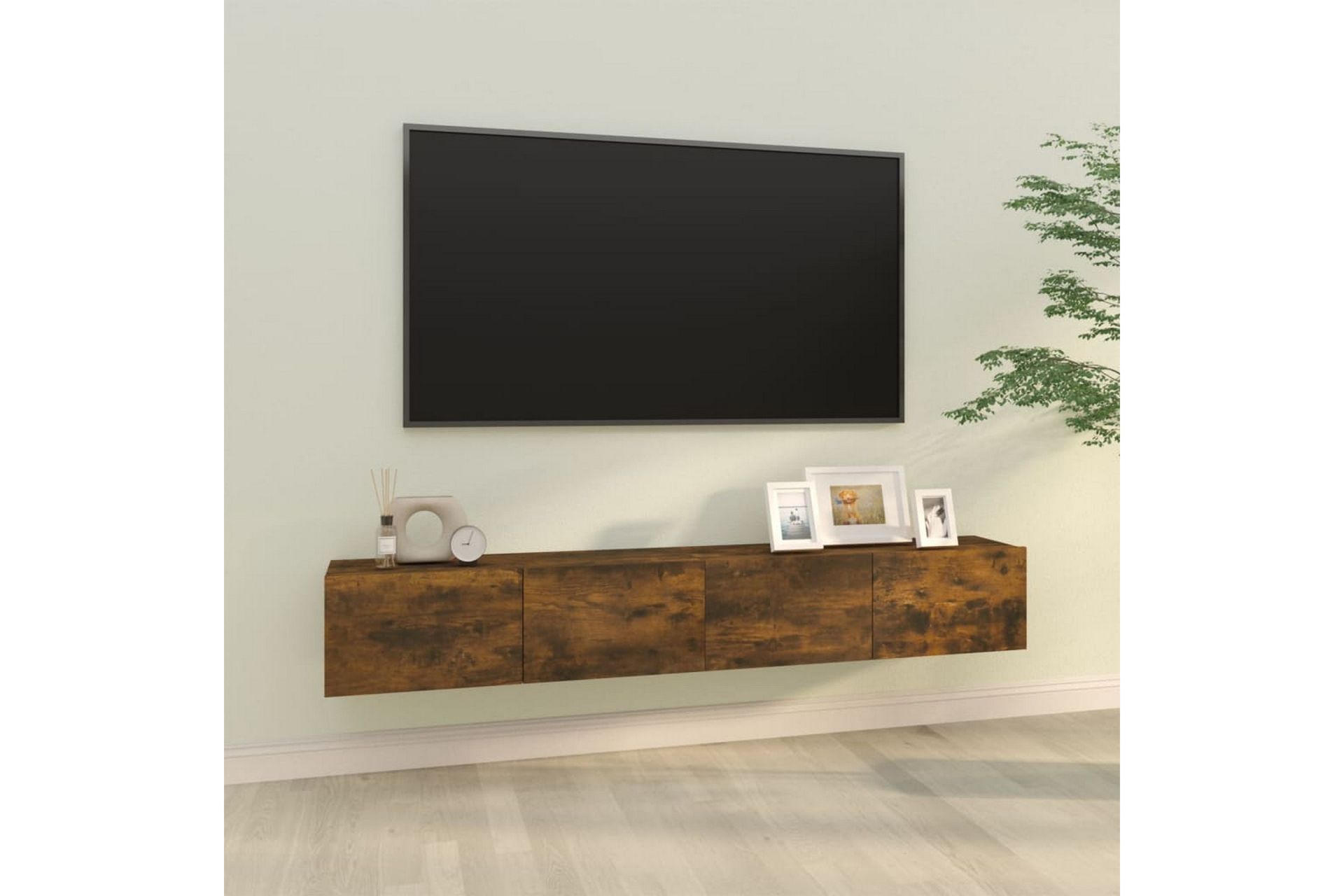 beBasic Vegghengte TV-benker 2 stk røkt eik 100x30x30 cm konstruert tre - Brun - Møbler - Mediamøbel & tv møbel - TV-benk & mediabenk