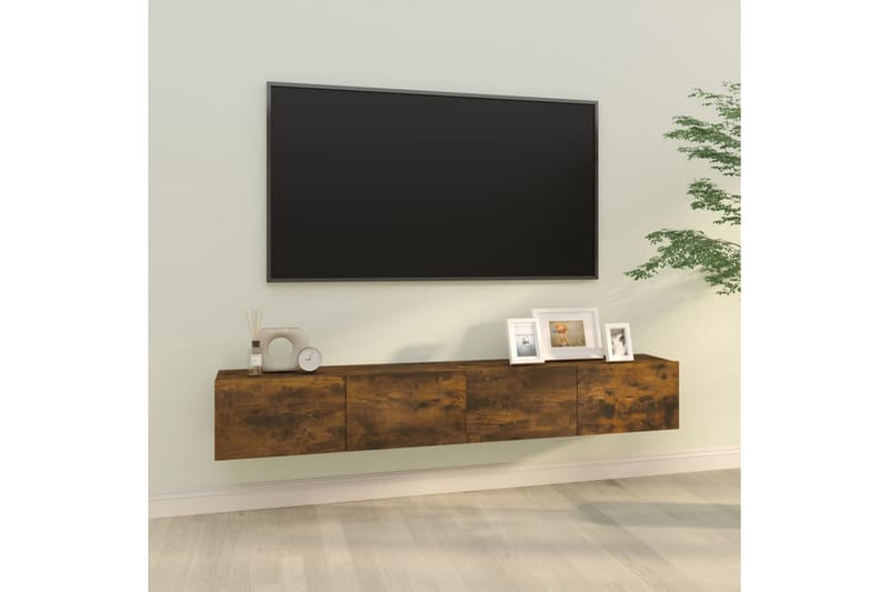 beBasic Vegghengte TV-benker 2 stk røkt eik 100x30x30 cm konstruert tre - Brun - TV-benk & mediabenk