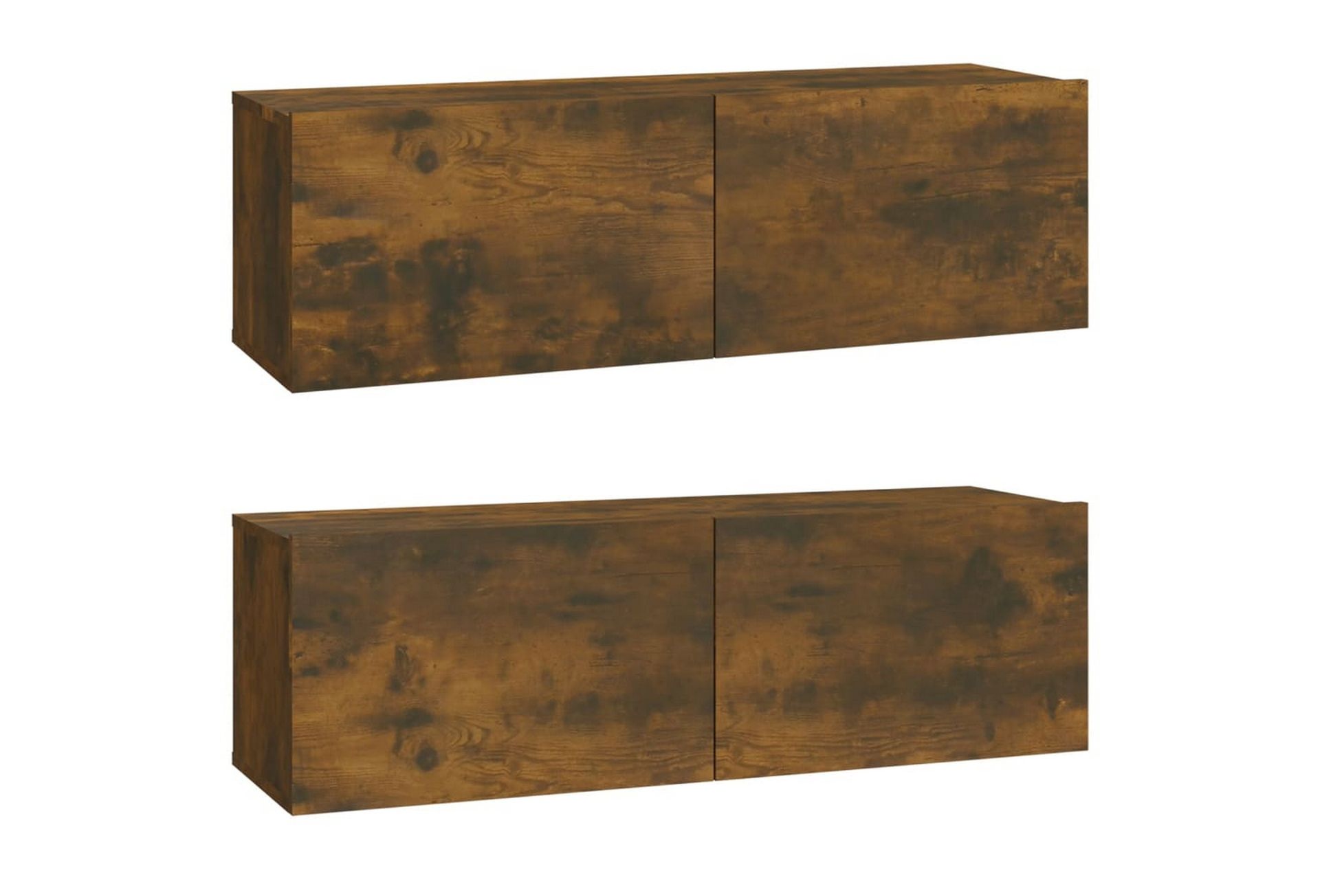 beBasic Vegghengte TV-benker 2 stk røkt eik 100x30x30 cm konstruert tre - Brun - Møbler - Mediamøbel & tv møbel - TV-benk & mediabenk