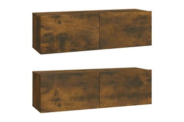 beBasic Vegghengte TV-benker 2 stk røkt eik 100x30x30 cm konstruert tre - Brun - Møbler - Mediamøbel & tv møbel - TV-benk & mediabenk