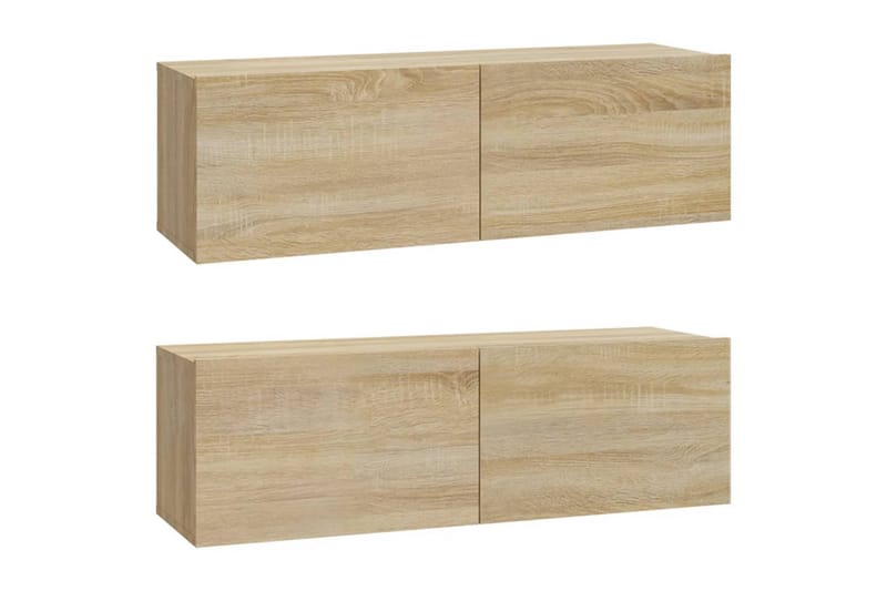 beBasic Vegghengte TV-benker 2 stk sonoma 100x30x30 cm konstruert tre - Brun - Møbler - Mediamøbel & tv møbel - TV-benk & mediabenk