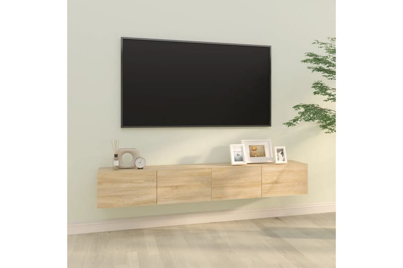 beBasic Vegghengte TV-benker 2 stk sonoma 100x30x30 cm konstruert tre - Brun - TV-benk & mediabenk