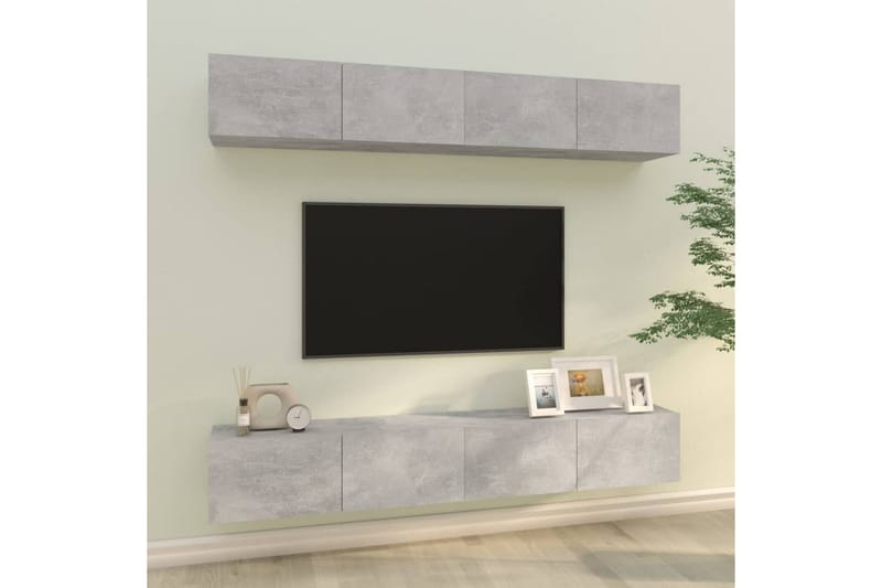 beBasic Vegghengte TV-benker 4 stk betonggrå 100x30x30 cm - GrÃ¥ - TV-benk & mediabenk