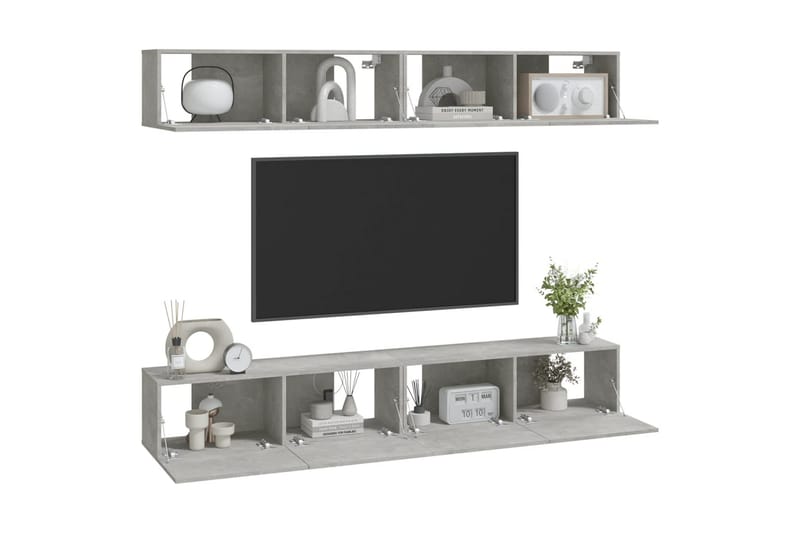 beBasic Vegghengte TV-benker 4 stk betonggrå 100x30x30 cm - GrÃ¥ - TV-benk & mediabenk