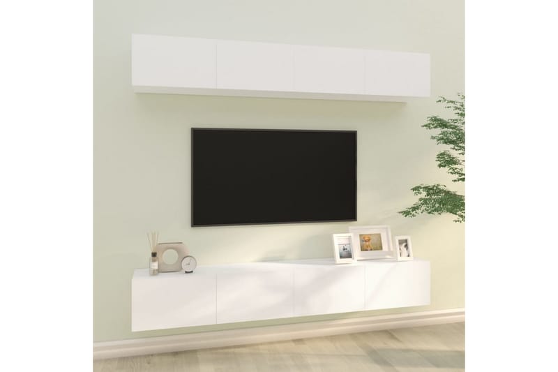 beBasic Vegghengte TV-benker 4 stk hvit 100x30x30 cm - Hvit - Møbler - Mediamøbel & tv møbel - TV-benk & mediabenk