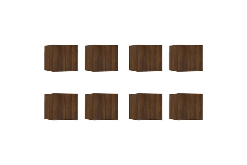 beBasic Vegghengte TV-benker 8 stk brun eik 30,5x30x30 cm - Brun - Møbler - Mediamøbel & tv møbel - TV-benk & mediabenk