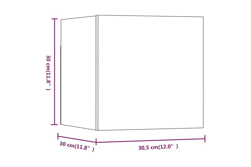 beBasic Vegghengte TV-benker 8 stk røkt eik 30,5x30x30 cm - Brun - Møbler - Mediamøbel & tv møbel - TV-benk & mediabenk