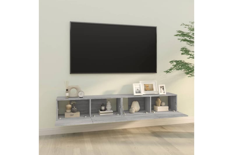 beBasic Vegghengte TV-benker grå sonoma 100x30x30 cm konstruert tre - GrÃ¥ - Møbler - Mediamøbel & tv møbel - TV-benk & mediabenk