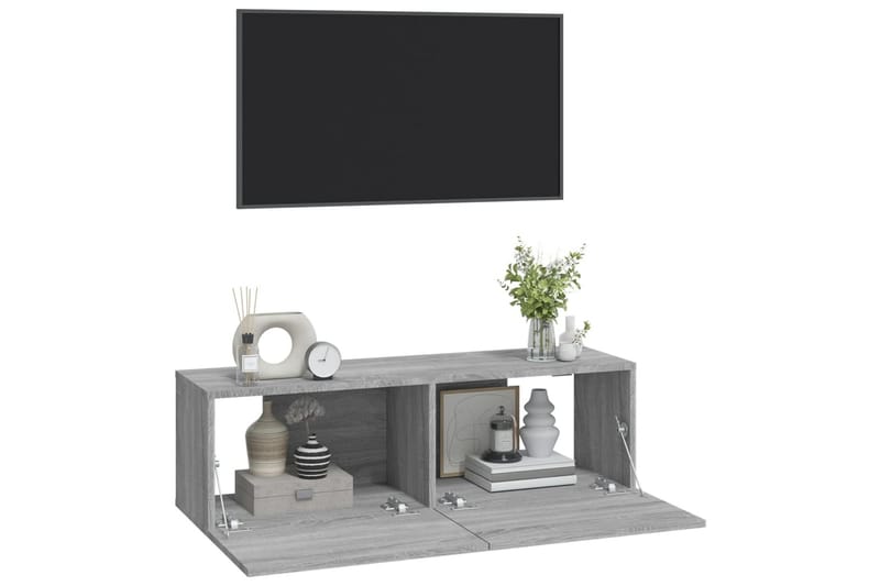 beBasic Vegghengte TV-benker grå sonoma 100x30x30 cm konstruert tre - GrÃ¥ - Møbler - Mediamøbel & tv møbel - TV-benk & mediabenk