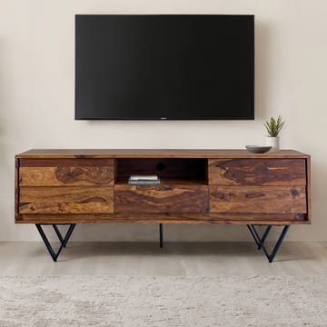 Belano TV-benk 160 cm Industriell stil - Varmbrun med svarte ben - Møbler - Mediamøbel & tv møbel - TV-benk & mediabenk