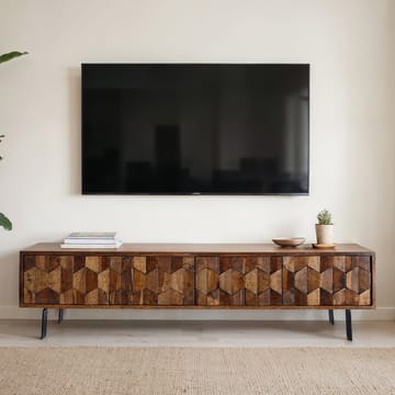Belara TV-benk 160 cm 3D-mønster - Varm lysebrun med flerfargede fronter og svarte ben - Møbler - Mediamøbel & tv møbel - TV-benk & mediabenk