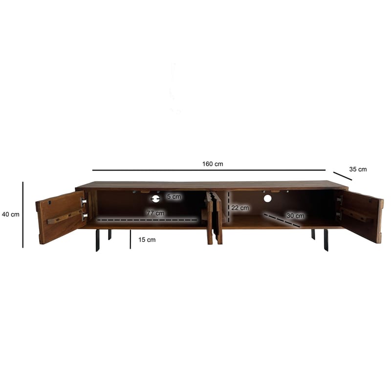 Belara TV-benk 160 cm 3D-mønster - Varm lysebrun med flerfargede fronter og svarte ben - Møbler - Mediamøbel & tv møbel - TV-benk & mediabenk