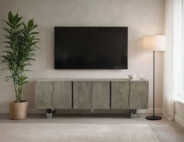 Belela TV-benk 160 cm - røykgrå og krom - Møbler - Mediamøbel & tv møbel - TV-benk & mediabenk