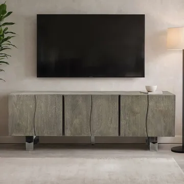 Belela TV-benk 160 cm - røykgrå og krom - Møbler - Mediamøbel & tv møbel - TV-benk & mediabenk