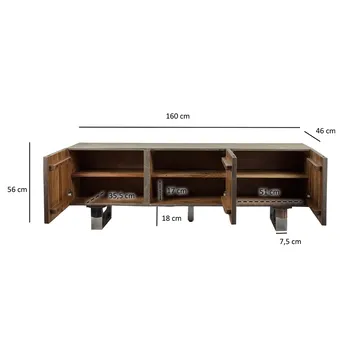 Belela TV-benk 160 cm - røykgrå og krom - Møbler - Mediamøbel & tv møbel - TV-benk & mediabenk