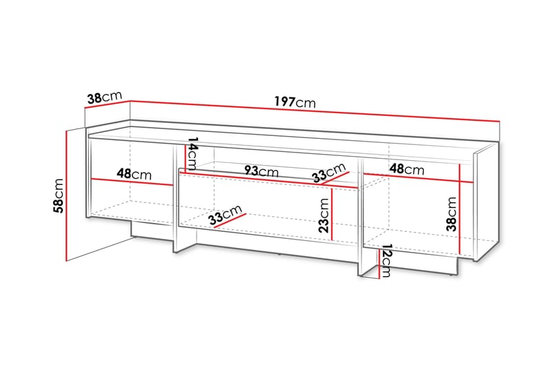 Bellia Tv-Skap 197x38 cm - Brun - Møbler - Mediamøbel & tv møbel - TV-skap