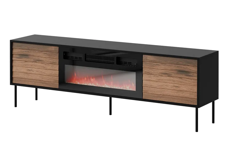 Belonger TV-benk 180 cm, Svart/Valnøtt