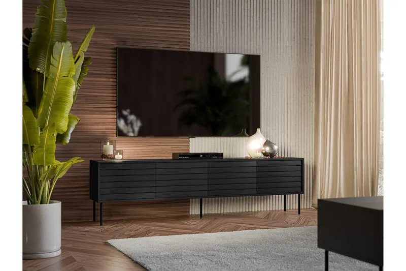 Belonger TV-benk 200 cm - Svart - Møbler - Mediamøbel & tv møbel - TV-benk & mediabenk