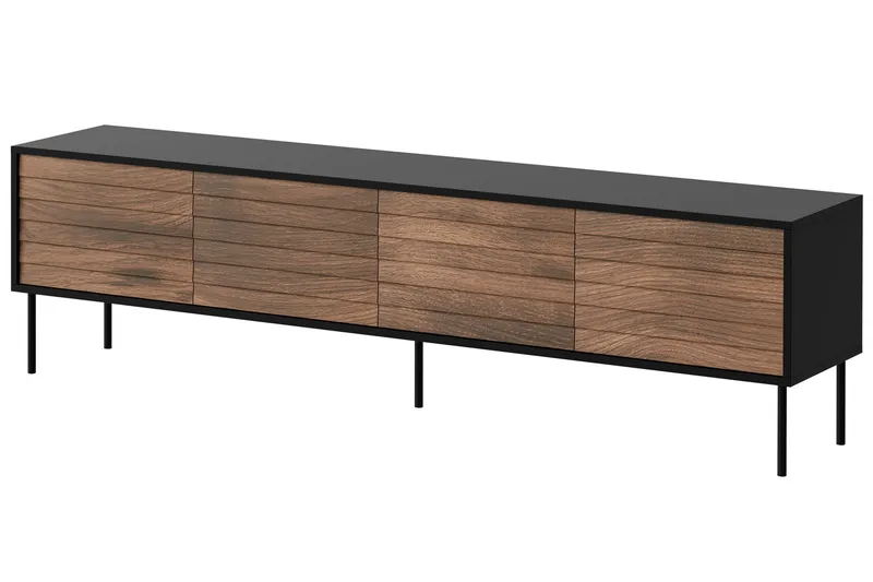 Belonger TV-benk 200 cm - Svart/Valnøtt - Møbler - Mediamøbel & tv møbel - TV-benk & mediabenk