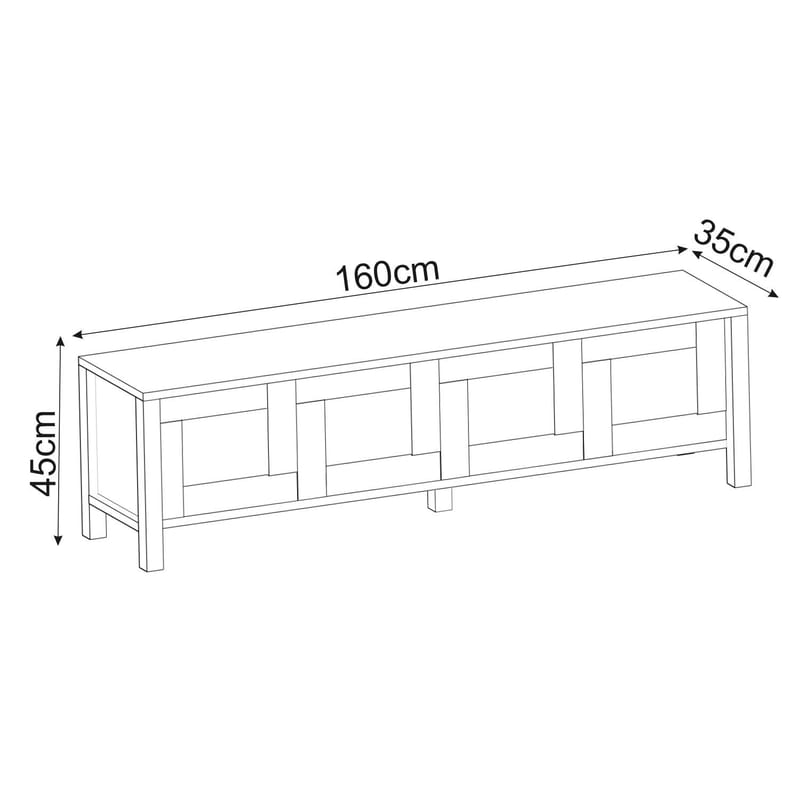 Belor Gulvstående TV-benk 160 cm med Oppbevaring i Malt Tre - Hvit - Møbler - Mediamøbel & tv møbel - TV-benk & mediabenk