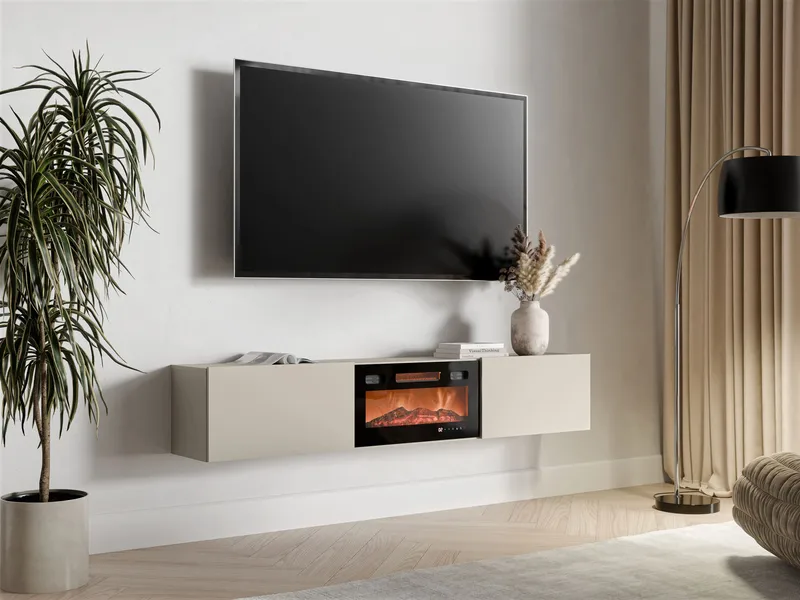 Berik TV-benk 180 cm - beige og svart - Møbler - Mediamøbel & tv møbel - TV-benk & mediabenk