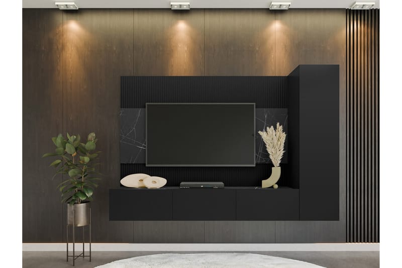 Bernice Tv-Skap 220x38 cm - Svart - Møbler - Mediamøbel & tv møbel - TV-skap
