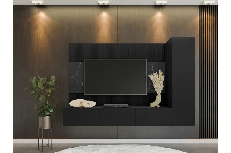 Bernice Tv-Skap 220x38 cm - Svart - Møbler - Mediamøbel & tv møbel - TV-møbelsett