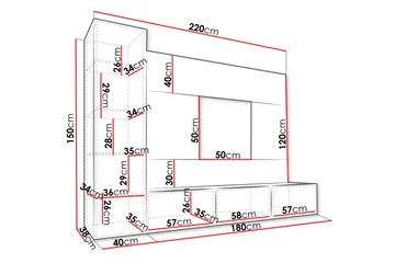 Bernice Tv-Skap 220x38 cm - Svart - Møbler - Mediamøbel & tv møbel - TV-møbelsett