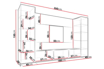 Bernice Tv-Skap 260x38 cm - Beige - Møbler - Mediamøbel & tv møbel - TV-møbelsett
