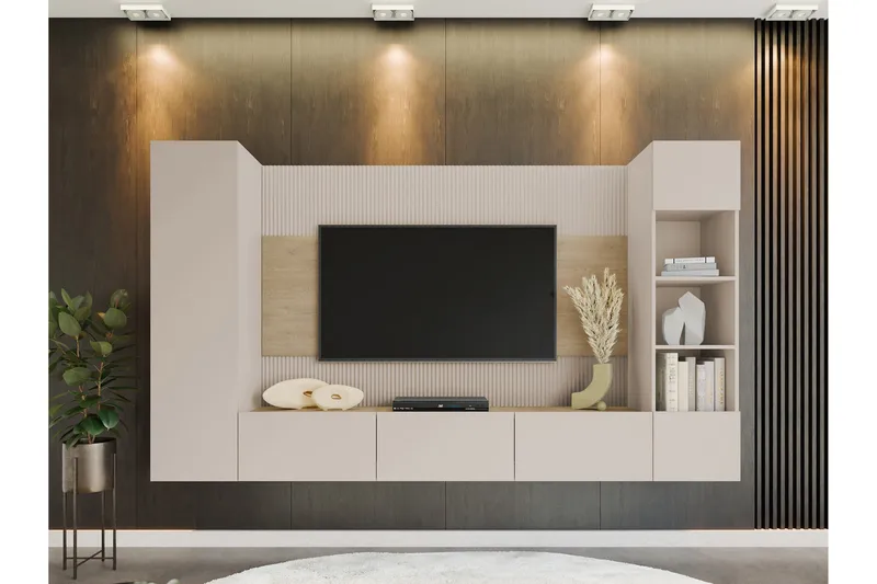 Bernice Tv-Skap 260x38 cm - Beige - Møbler - Mediamøbel & tv møbel - TV-møbelsett