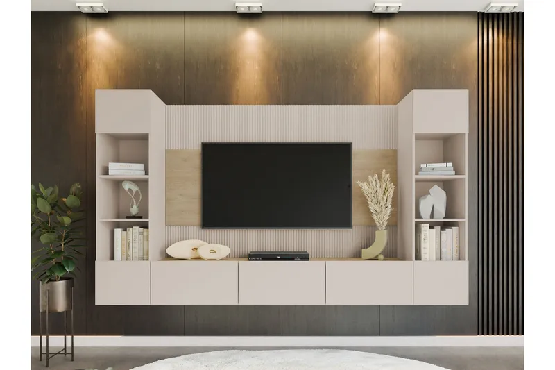 Bernice Tv-Skap 260x38 cm - Beige - Møbler - Mediamøbel & tv møbel - TV-møbelsett