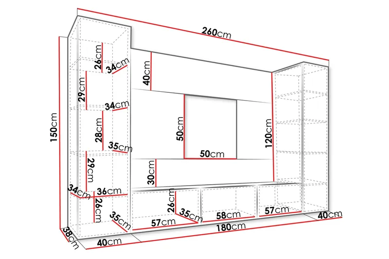 Bernice Tv-Skap 260x38 cm - Grønn - Møbler - Mediamøbel & tv møbel - TV-møbelsett