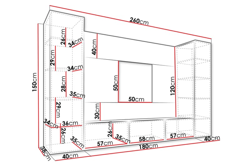 Bernice Tv-Skap 260x38 cm - Grønn - Møbler - Mediamøbel & tv møbel - TV-skap