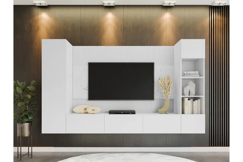 Bernice Tv-Skap 260x38 cm - Hvit - Møbler - Mediamøbel & tv møbel - TV-møbelsett