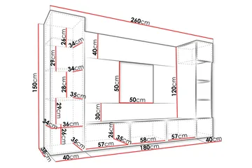 Bernice Tv-Skap 260x38 cm - Svart - Møbler - Mediamøbel & tv møbel - TV-møbelsett