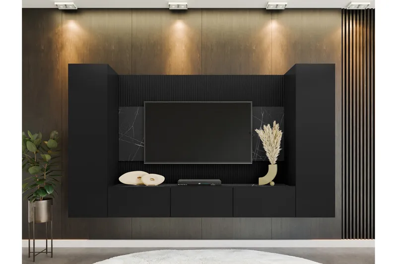 Bernice Tv-Skap 260x38 cm - Svart - Møbler - Mediamøbel & tv møbel - TV-møbelsett