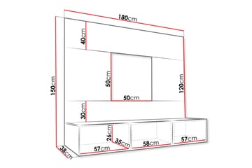 Bernice TV-skap 38x150 cm - Hvit - Møbler - Mediamøbel & tv møbel - TV-møbelsett