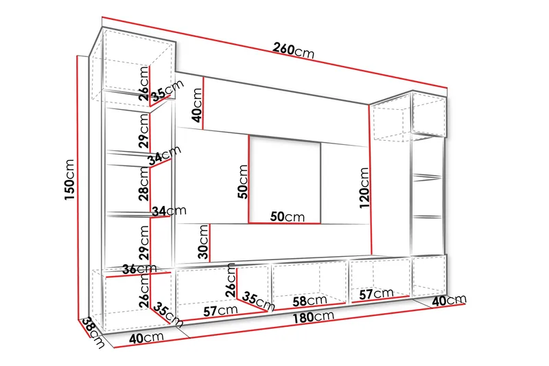 Bernice TV-skap 38x150 cm - Hvit - Møbler - Mediamøbel & tv møbel - TV-møbelsett