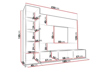 Bernice TV-skap 38x150 cm - Svart - Møbler - Mediamøbel & tv møbel - TV-møbelsett