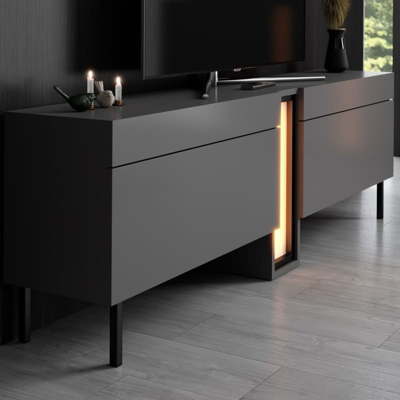 Berriaren TV-benk 180 cm - Antrasitt - Møbler - Mediamøbel & tv møbel - Mediestativ & veggfeste