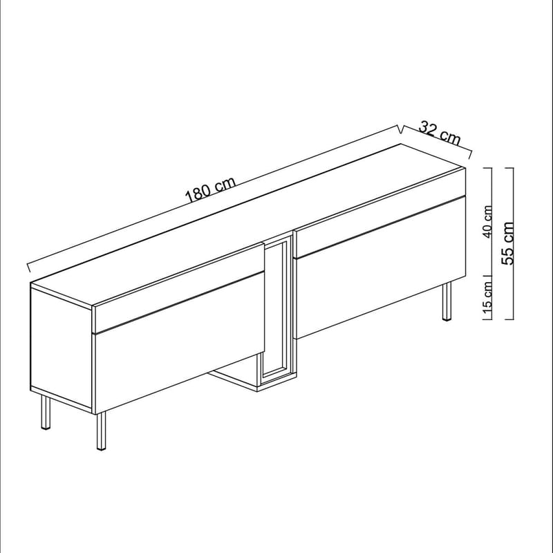 Berriaren TV-benk 180 cm - Hvit - Møbler - Mediamøbel & tv møbel - Mediestativ & veggfeste