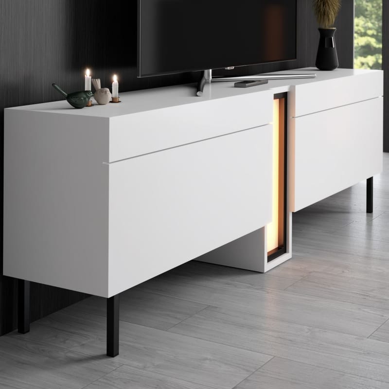 Berriaren TV-benk 180 cm - Hvit - Møbler - Mediamøbel & tv møbel - Mediestativ & veggfeste