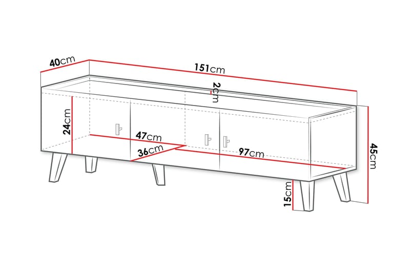 Betsi Tv-Benk 151x40 cm - Møbler - Mediamøbel & tv møbel - TV-benk & mediabenk