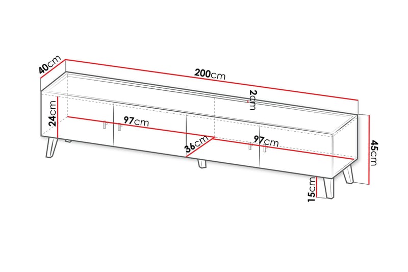 Betsi Tv-Benk 200x40 cm - Møbler - Mediamøbel & tv møbel - TV-benk & mediabenk